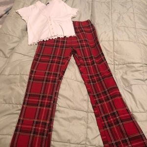 BRANDY MELVILLE crop t shirt & plaid pants